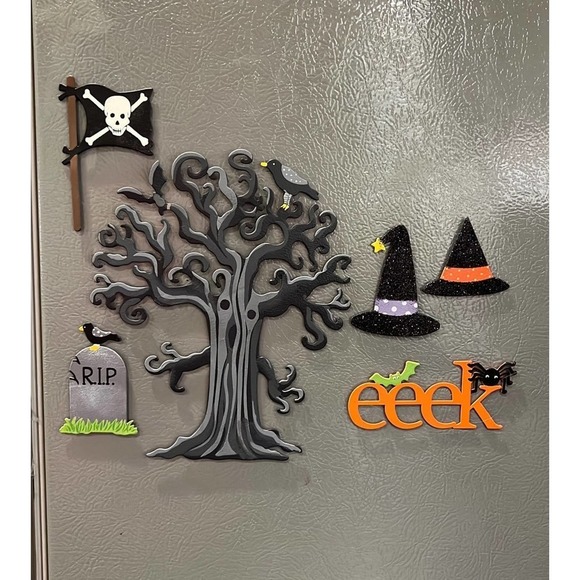None Other - Halloween Fridge Magnets Black Crow Bats Witch Hats Skull